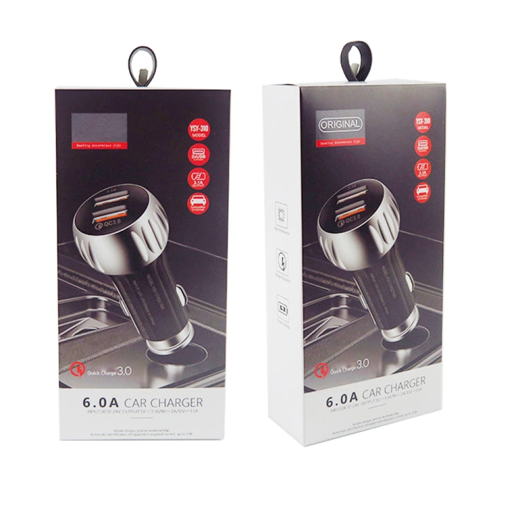 YSY-310QC18W QC3.0 Dual Port USB Car Charger + 3A USB to Micro USB Data Cable, Cable Length: 1m(Black) by buy2fix