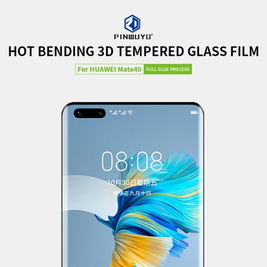 For Huawei Mate 40 PINWUYO 9H 3D Hot Bending Tempered Glass Film(Black) by PINWUYO