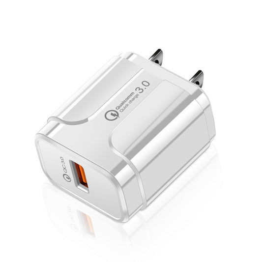 LZ-023 18W QC 3.0 USB Portable Travel Charger + 3A USB to Micro USB Data Cable, US Plug(White) by buy2fix