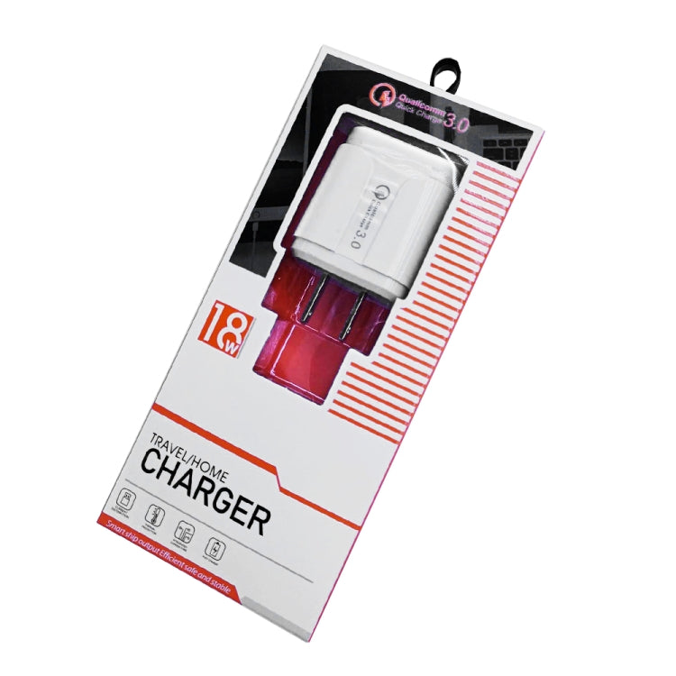 LZ-023 18W QC 3.0 USB Portable Travel Charger + 3A USB to Micro USB Data Cable, US Plug(White) by buy2fix