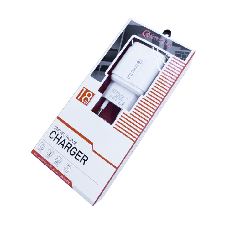 LZ-023 18W QC 3.0 USB Portable Travel Charger + 3A USB to Micro USB Data Cable, EU Plug(White) by buy2fix