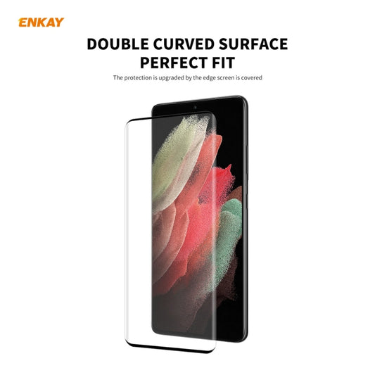 For Samsung Galaxy S21 Ultra 1pc ENKAY Hat-Prince 0.26mm 9H 3D Explosion-proof Full Screen Curved Heat Bending Tempered Glass Film by ENKAY