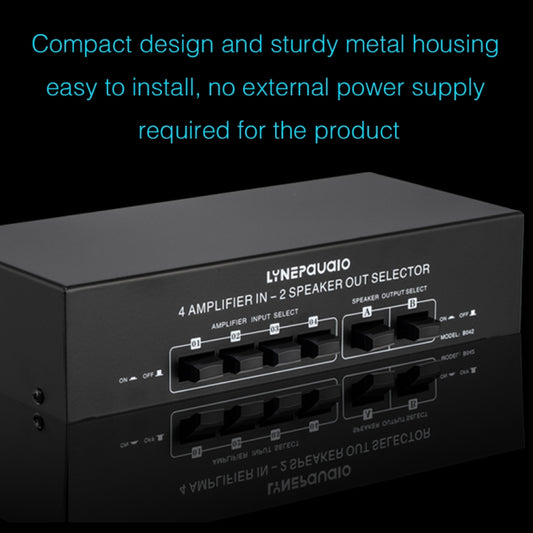 B042 4-in 2-out Power Amplifier Sound Switcher Loudspeaker Switch Distributor, 300W Per Channel Lossless Sound Quality by buy2fix