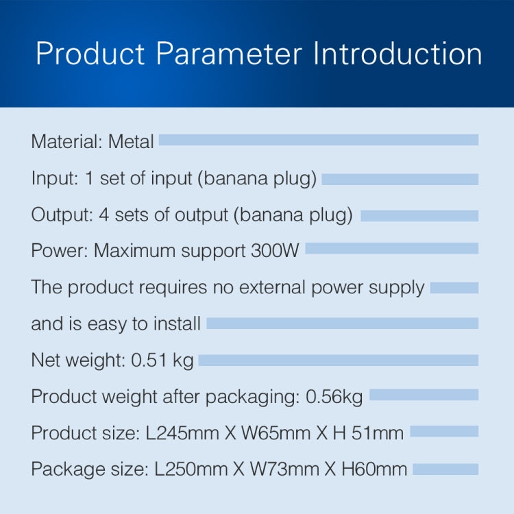 1 In And 4 Out Amplifier Sound Speaker Distributor, 4-Area Sound Source, Signal Distribution Panel, Single Audio Input, 300W Per Channel by buy2fix