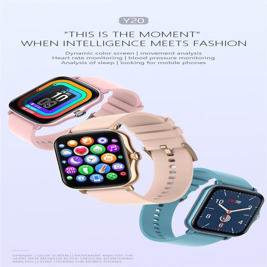 Y20 1.69 inch Color Screen Smart Watch IP67 Waterproof,Support Heart Rate Monitoring/Blood Pressure Monitoring/Blood Oxygen Monitoring/Sleep Monitoring(Gold) by buy2fix