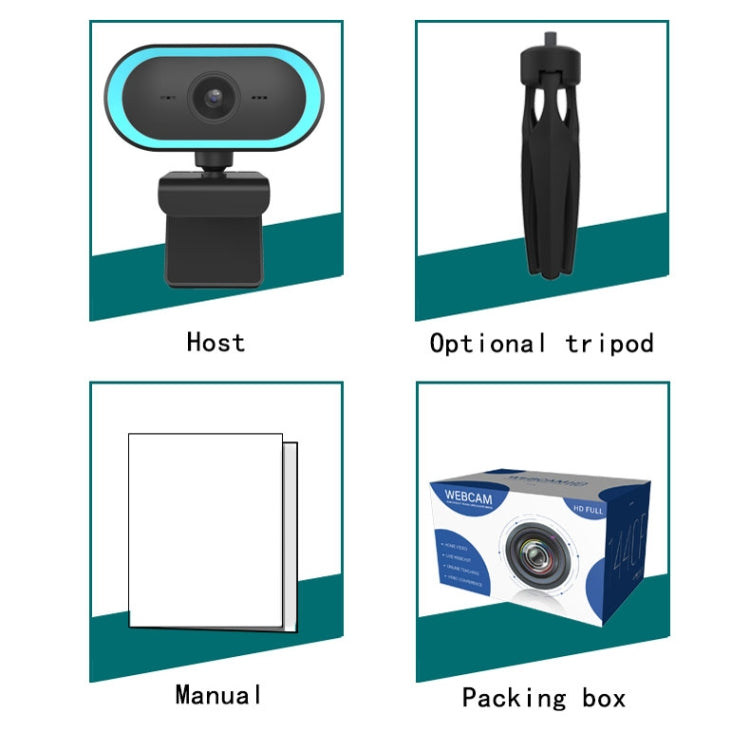 C11 2K Picture Quality HD Without Distortion 360 Degrees Rotate Built-in Microphone Sound Clear Webcams with Tripod(Blue) by buy2fix