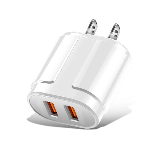 Dual USB Portable Travel Charger + 1 Meter USB to Type-C Data Cable, US Plug(White) by buy2fix