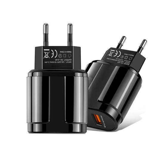 Dual USB Portable Travel Charger + 1 Meter USB to Micro USB Data Cable, EU Plug(Black) by buy2fix