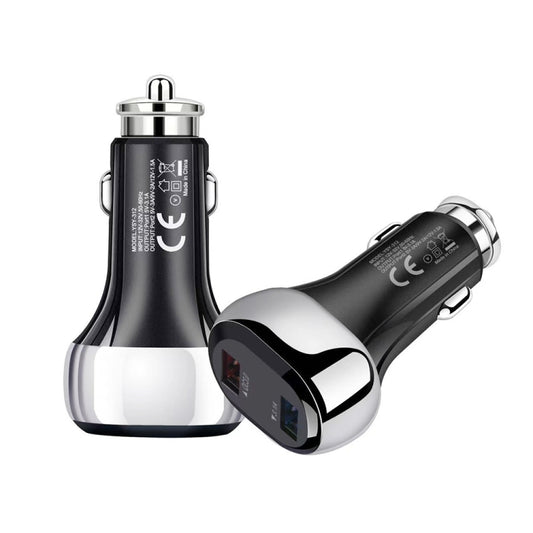 YSY-312 2 in 1 18W Portable QC3.0 Dual USB Car Charger + 1m 3A USB to 8 Pin Data Cable Set(Black) by buy2fix