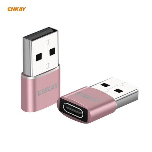 ENKAY ENK-AT105 USB Male to USB-C / Type-C Female Aluminium Alloy Adapter Converter, Support Quick Charging & Data Transmission(Rose Gold) by ENKAY