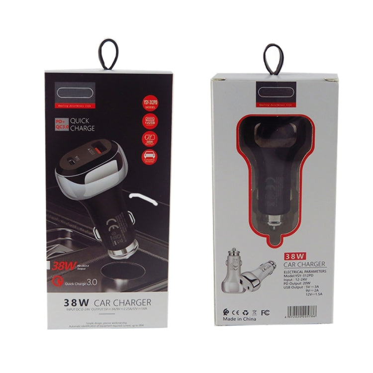 YSY-312PD QC3.0 18W USB + PD 20W USB-C / Type-C Car Charger with USB to Micro USB Data Cable(White) by buy2fix