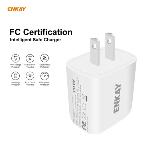 ENKAY Hat-Prince U090 20W PD + QC 3.0 Portable Dual Ports Fast Charging Travel Charger Power Adapter, US Plug by ENKAY