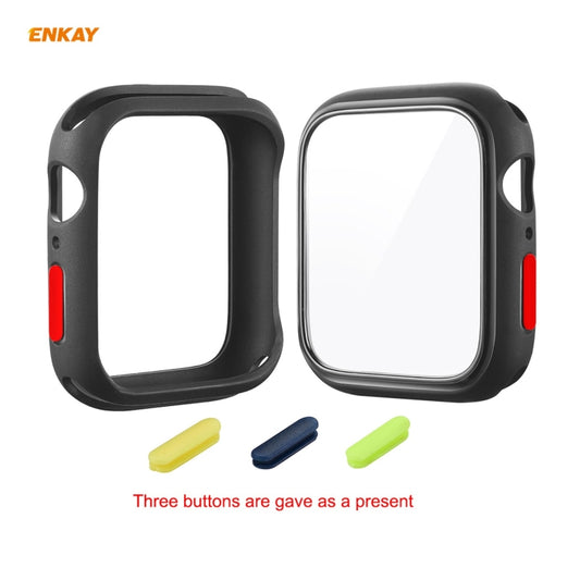 ENKAY Hat-prince Full Coverage TPU Case + Tempered Glass Protector for Apple Watch Series 6 / 5 / 4 / SE 40mm(Black) by ENKAY