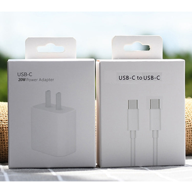 PD 20W Single USB-C / Type-C Port Travel Charger + 3A PD3.0 USB-C / Type-C to Type-C Fast Charge Data Cable Set, US Plug(1m) by buy2fix
