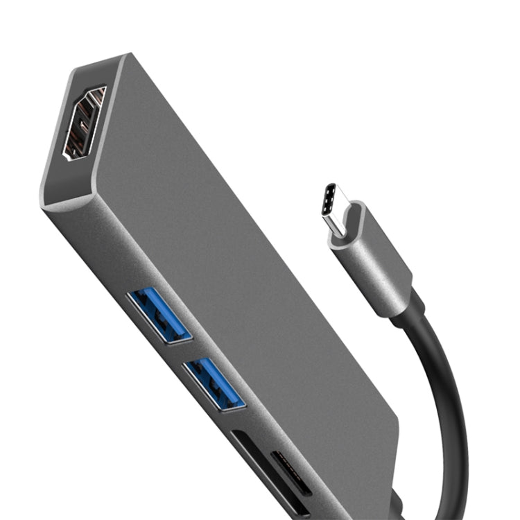 5 in 1 Type-c to HDMI + 2 x USB 3.0 + SD / TF Card Slot HUB Adapter by buy2fix