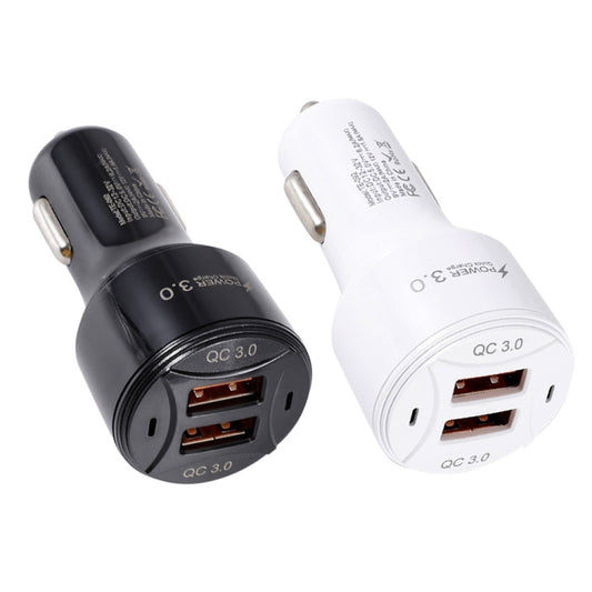 TE-092 36W Dual QC3.0 USB Fast Car Charger(White) by buy2fix