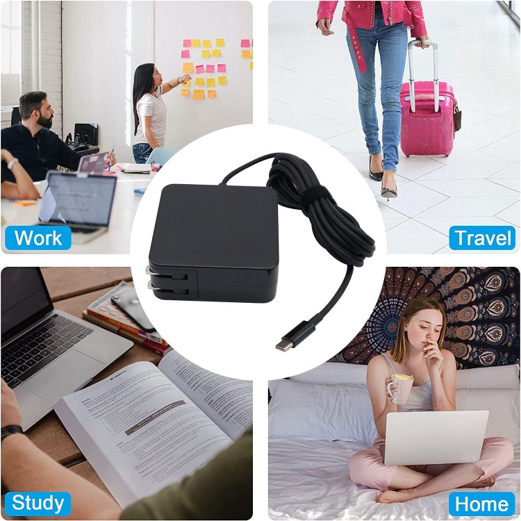 65W 20V 3.25A Notebook Square Portable Type-C Power Adapter, US Plug by buy2fix