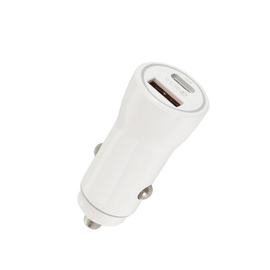 P21 Portable PD 20W + QC 3.0 18W Dual Ports Fast Car Charger(White) by buy2fix