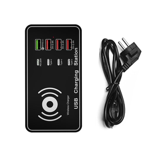 A7 High-power 100W 4 x PD 20W + QC3.0 USB Charger +15W Qi Wireless Charger Multi-port Smart Charger Station, Plug Size:EU Plug by buy2fix