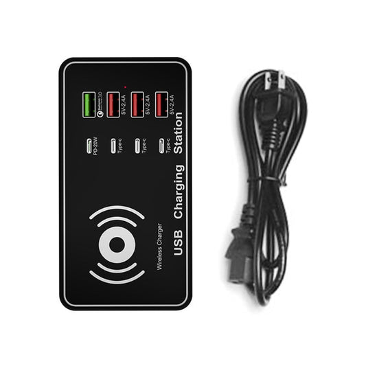 A7 High-power 100W 4 x PD 20W + QC3.0 USB Charger +15W Qi Wireless Charger Multi-port Smart Charger Station, Plug Size:US Plug by buy2fix