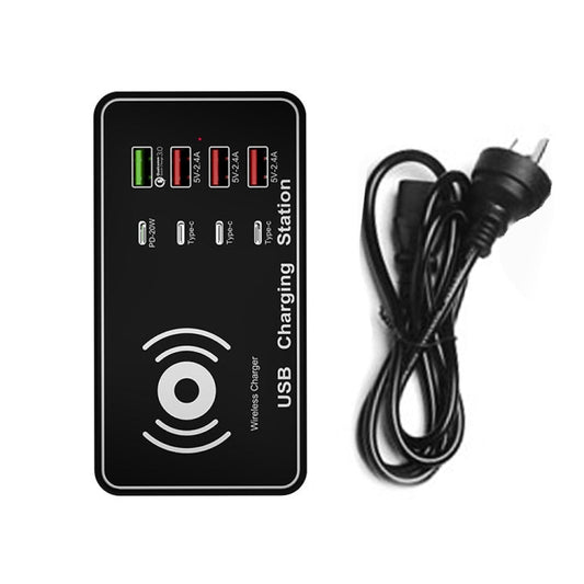 A7 High-power 100W 4 x PD 20W + QC3.0 USB Charger +15W Qi Wireless Charger Multi-port Smart Charger Station, Plug Size:AU Plug by buy2fix