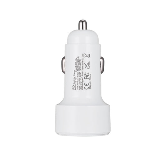 TE-P31 PD 20W USB-C / Type-C + QC3.0 18W USB Fast Car Charger(White) by buy2fix
