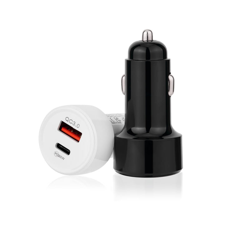 TE-P31 PD 20W USB-C / Type-C + QC3.0 18W USB Fast Car Charger(White) by buy2fix