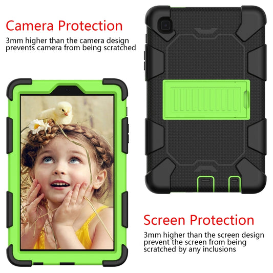 For Samsung Galaxy Tab A7 Lite T220 / T225 Two-Color Robot Shockproof Silicone + PC Protective Case with Holder(Black+Green) by buy2fix