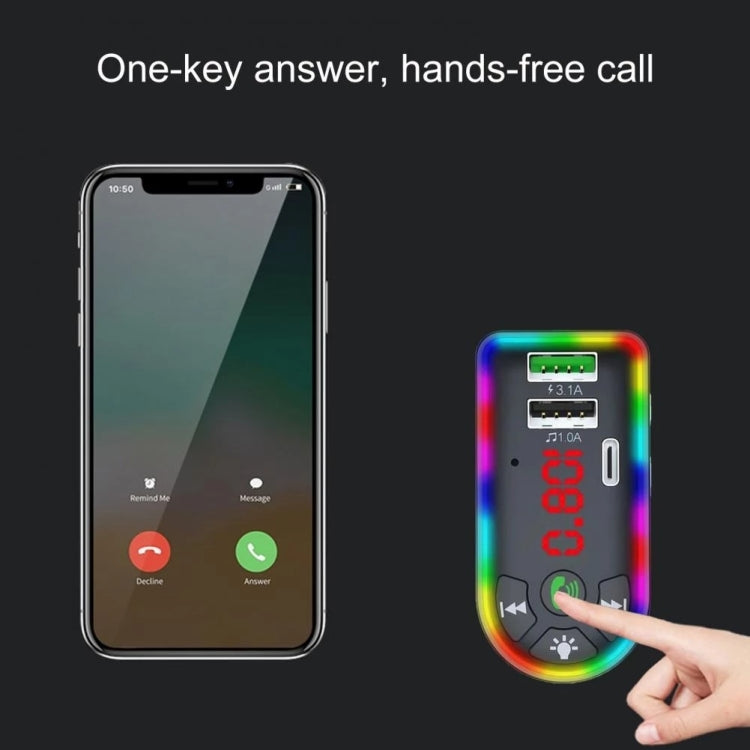 F7 Car MP3 Player 12V Colorful Breathing Light QC3.1 Wireless Dual Port Fast Charging PD by buy2fix
