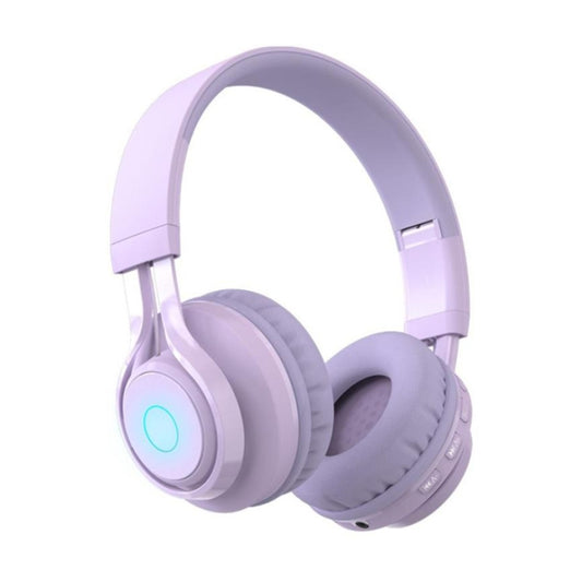 BT06C Cute Wireless Bluetooth 5.0 Headset for Children with Microphone LED Light Suppport Aux-in(Purple) by buy2fix