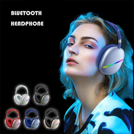 AKZ MAX10 Head-mounted RGB Wireless Bluetooth Music Headset With Microphone, Supports TF Card(Blue) by buy2fix