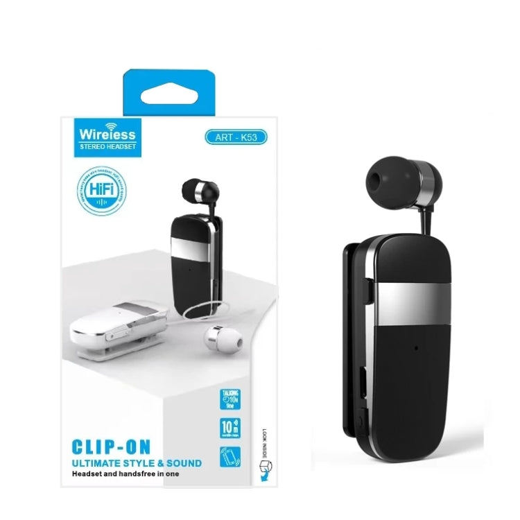 K53 Stereo Wireless Bluetooth Headset Calls Remind Vibration Wear-Clip Driver Auriculares Earphone For Phone(Gray) by buy2fix