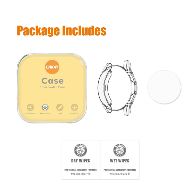 For Samsung Watch4 Classic 46mm ENKAY Hat-Prince Full Coverage Transparent Soft Case TPU HD Clear Cover + Tempered Glass Protector by ENKAY