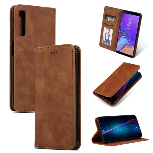 Retro Skin Feel Business Magnetic Horizontal Flip Leather Case for Samsung Galaxy A7 2018(Brown) by buy2fix