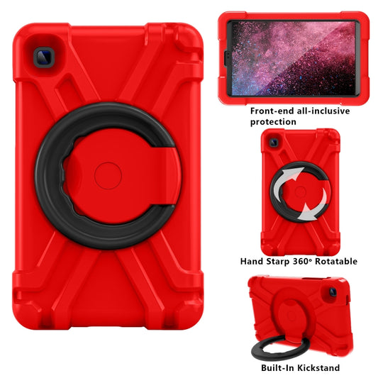 For Galaxy Tab A7 Lite T220/T225 PC + Silicone Shockproof Combination Case with 360 Degree Rotating Holder & Handle(Red+Black) by buy2fix