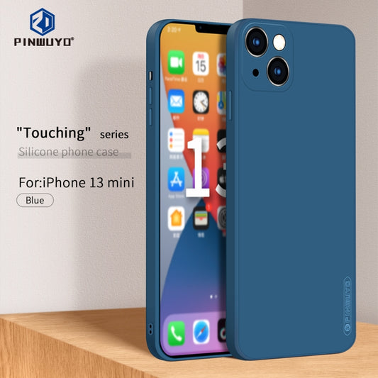 For iPhone 13 mini PINWUYO Touching Series Liquid Silicone TPU Shockproof Case (Blue) by PINWUYO