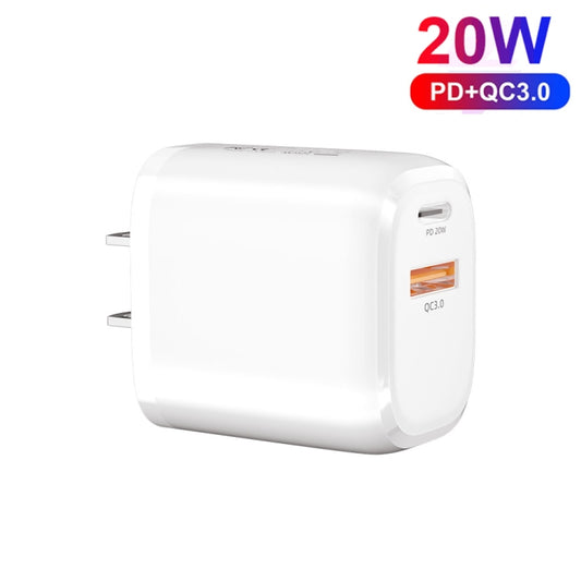 CS-20W Mini Portable PD3.0 + QC3.0 Dual Ports Fast Charger with 3A Type-C to 8 Pin Data Cable(US Plug) by buy2fix