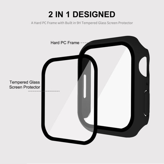 ENKAY Hat-Prince 2 in 1 PC Frame + 9H Tempered Glass Protector Full Coverage Case For Apple Watch Series 9 / 8 / 7 41mm(Green) by ENKAY