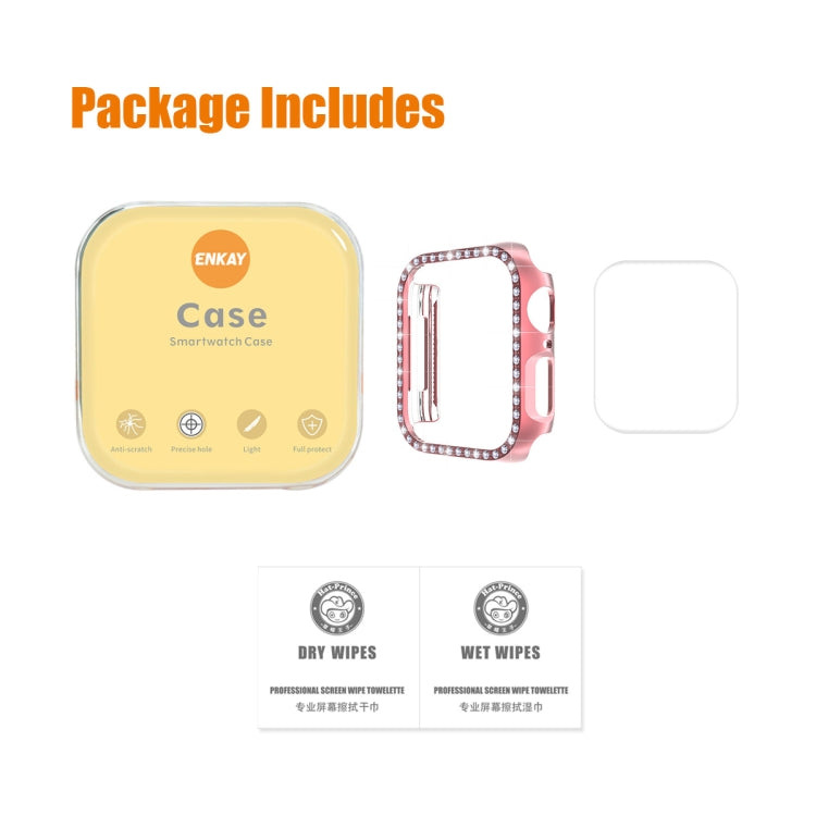 ENKAY Hat-Prince Electroplate PC Diamond Watch Case + Full Coverage Curved PET Screen Protector Film For Apple Watch Series 9 / 8 / 7 41mm(Transparent) by ENKAY