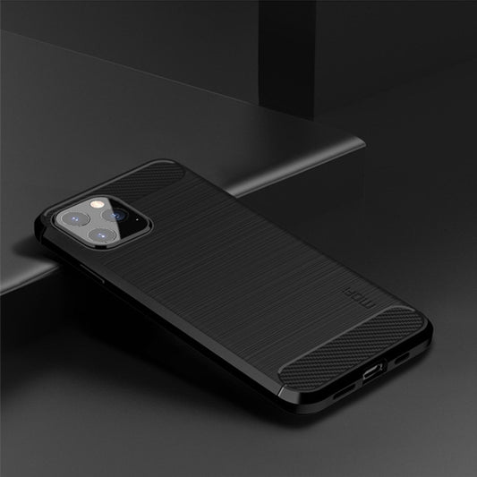 For iPhone 12 / 12 Pro MOF Gentleness Series Brushed Texture Carbon Fiber Soft TPU Case(Black) by MOFI