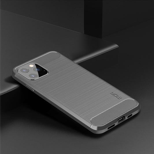 For iPhone 12 / 12 Pro MOF Gentleness Series Brushed Texture Carbon Fiber Soft TPU Case(Gray) by MOFI