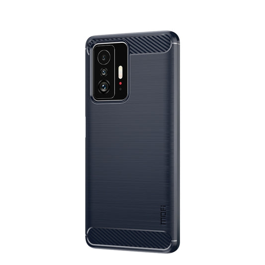 For Xiaomi Mi 11T / 11T Pro MOFI Gentleness Series Brushed Texture Carbon Fiber Soft TPU Phone Case(Blue) by MOFI