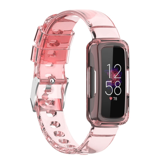 For Fitbit Luxe Transparent Silicone Integrated Watch Band(Transparent Pink) by buy2fix