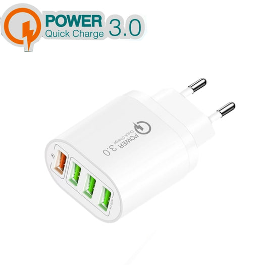 QC-04 QC3.0 + 3 x USB 2.0 Multi-ports Charger for Mobile Phone Tablet, EU Plug(White) by buy2fix