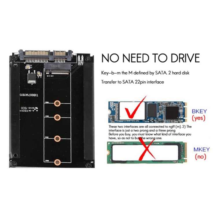 M.2 to SATA3.0 Expansion Card 22-pin Adapter 2.5-inch SSD Interface Conversion Card by buy2fix