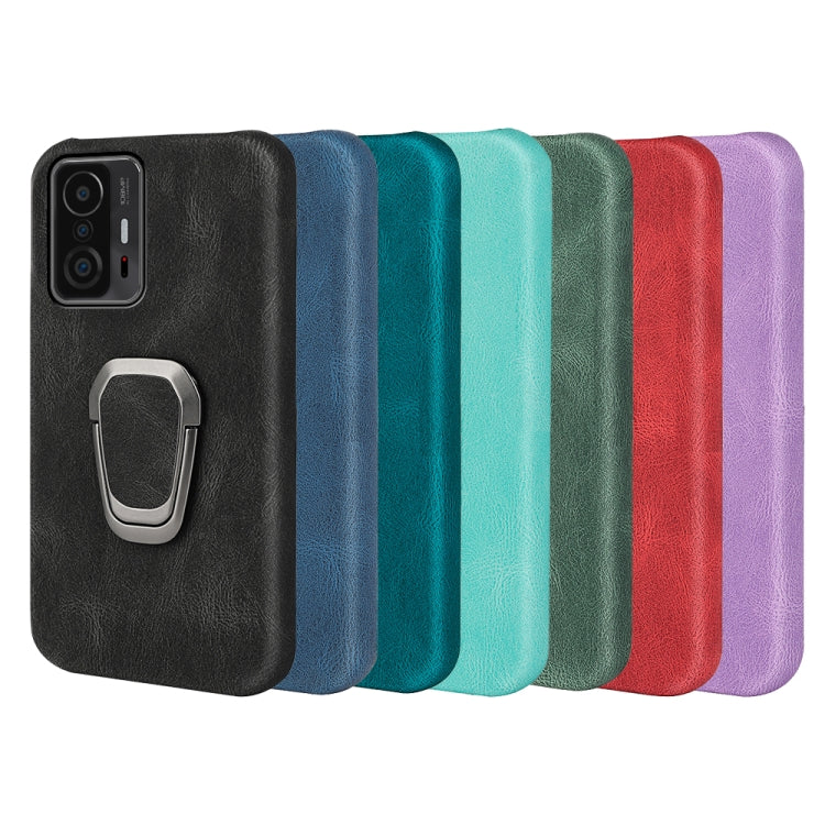 Ring Holder PU Phone Case For Xiaomi Mi 11T / 11T Pro(Blue) by buy2fix