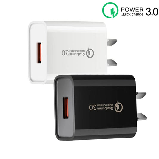 CA-25 QC3.0 USB 3A Fast Charger with USB to 8 Pin Data Cable, AU Plug(Black) by buy2fix