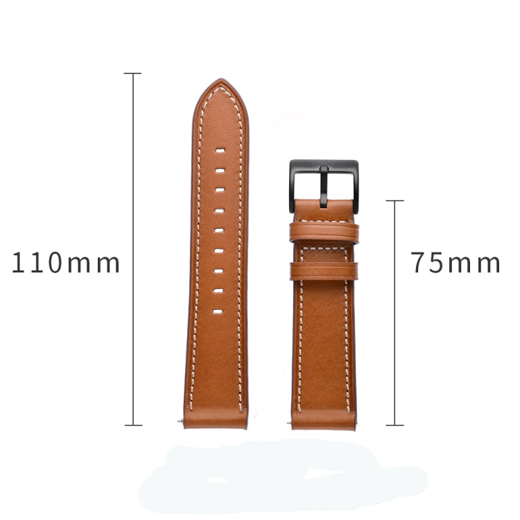 For Huawei Watch GT3 42mm / Watch GT2 42mm First Layer Leather Sewing Thread Watch Band (White) by buy2fix