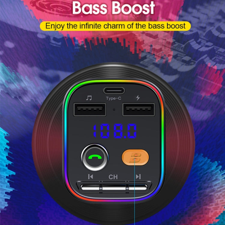 T48C Car Bluetooth 5.0 Fm Transmitter Kit Dual USB with Type-C 5V 2.4A Car Charger by buy2fix