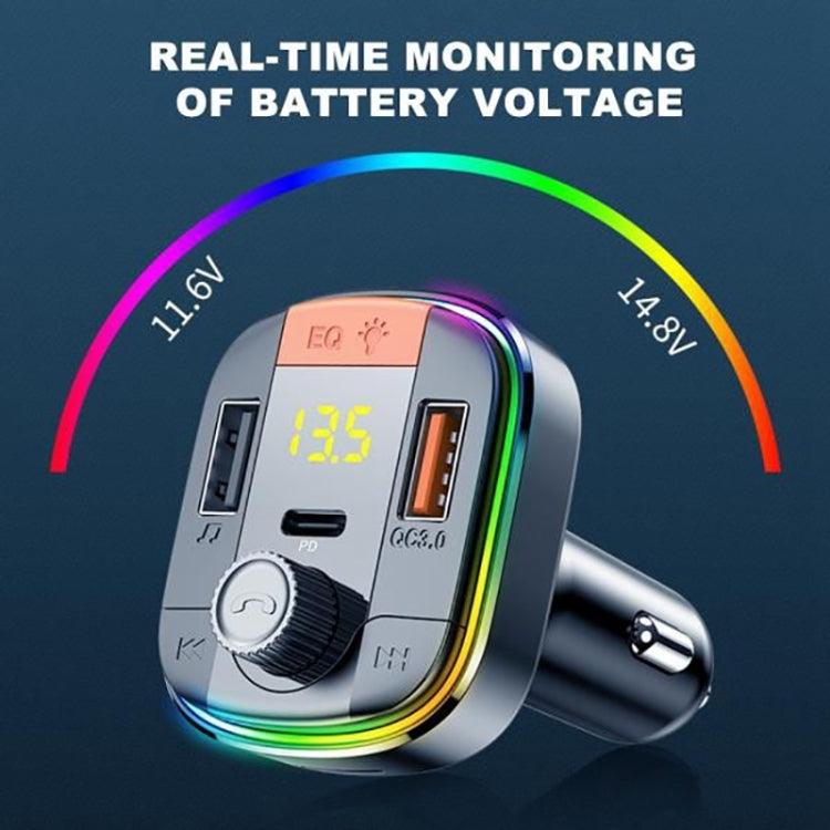 T832 Car Bluetooth FM Transmitter Colorful Light MP3 Player Powerful Quick Charger QC3.0 by buy2fix